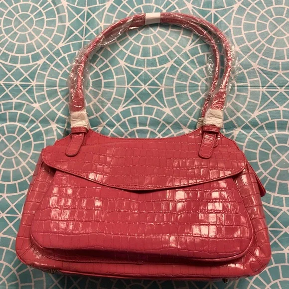 💛TODAY***$29***NWT Maxx New York pink 100% embossed crocodile leather purse. - Picture 2 of 10